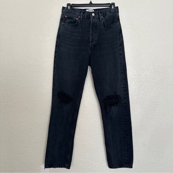 Agolde 90s Pinch Waist Distressed Jean in Howl Black 26 - Picture 2 of 6